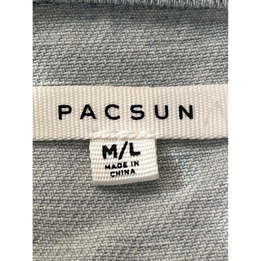 PacSun Women's Light Blue Distressed Crop Denim Jacket, M/L - Picture 5 of 6